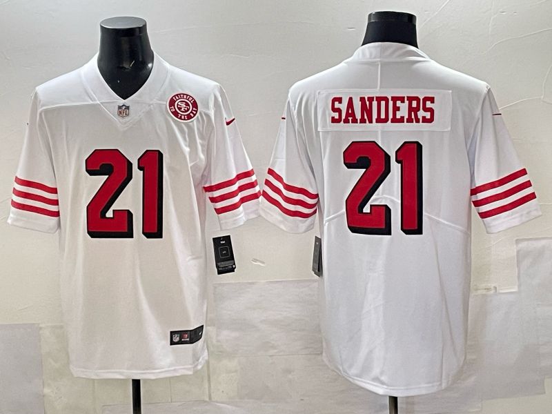 Men San Francisco 49ers #21 Sanders White Throwback Nike Limited NFL 2025 Jersey style 08